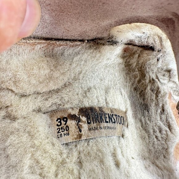 Birkenstock Arizona Women Size 8 Brown Leather Fur Slide Buckle Comfort Sandal - Picture 10 of 11